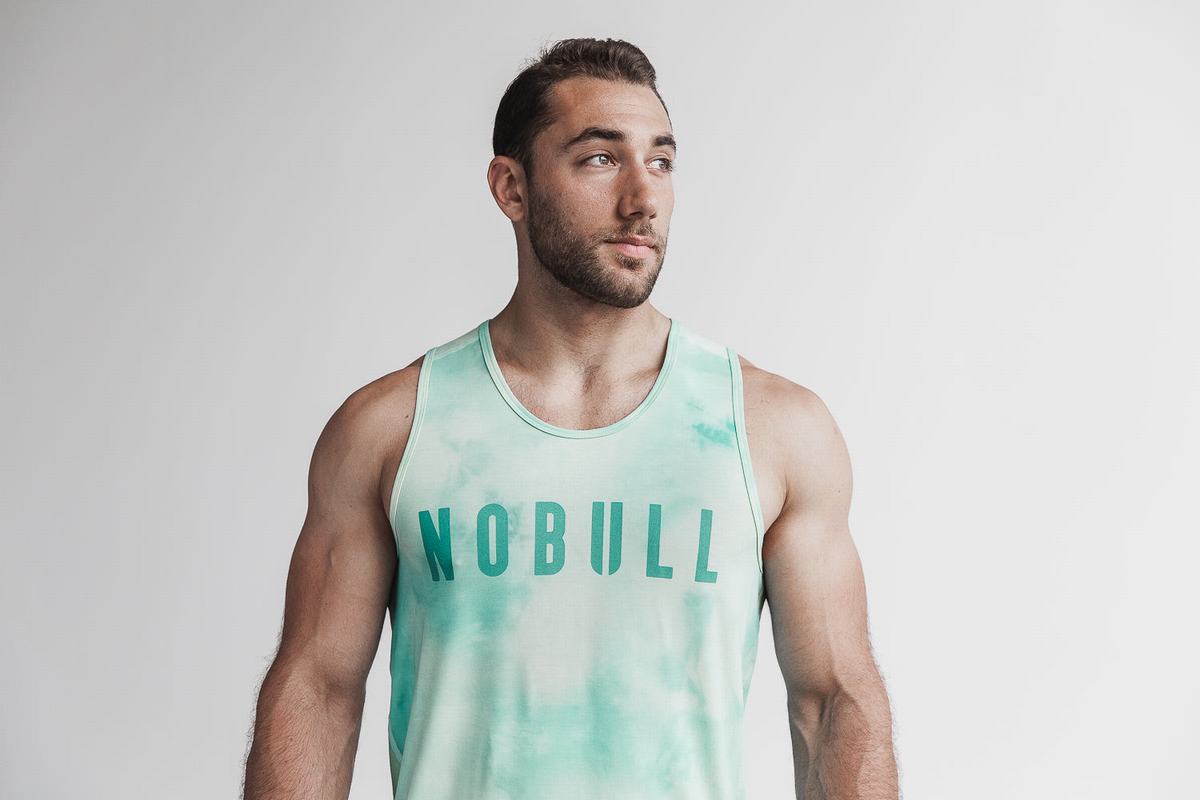 Nobull Tie-Dye Men\'s Tank Tops Light Turquoise | Australia (ST9574)